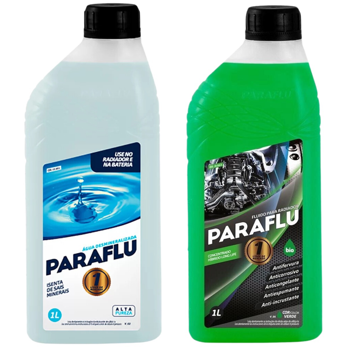 Kit 2 Litros com 1L Aditivo Radiador Verde + 1L Água - Paraflu - 10-3013/10-3031