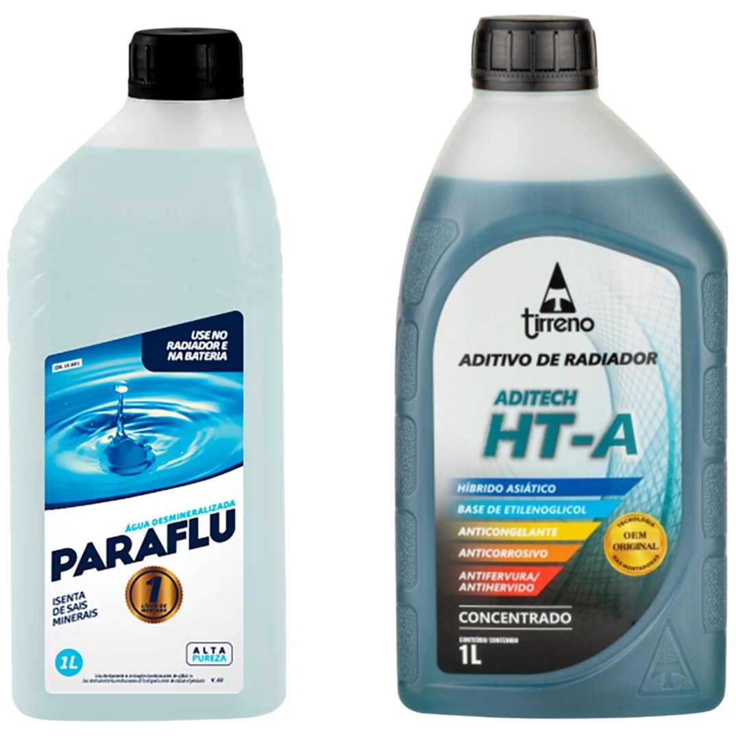 Kit 2 Litros com 1L Aditivo Radiador Azul + 1L Água - Paraflu/Tirreno - 10-3031/FLU/DS/271FU1