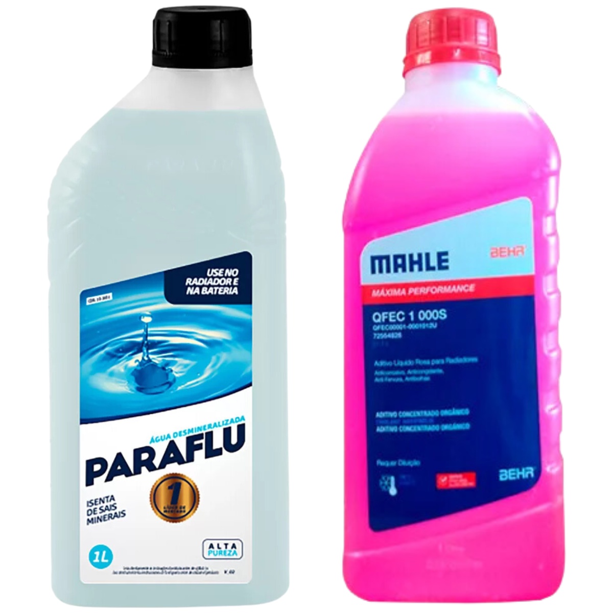 Kit 2 Litros com 1L Aditivo Radiador Rosa Mahle + 1L Água