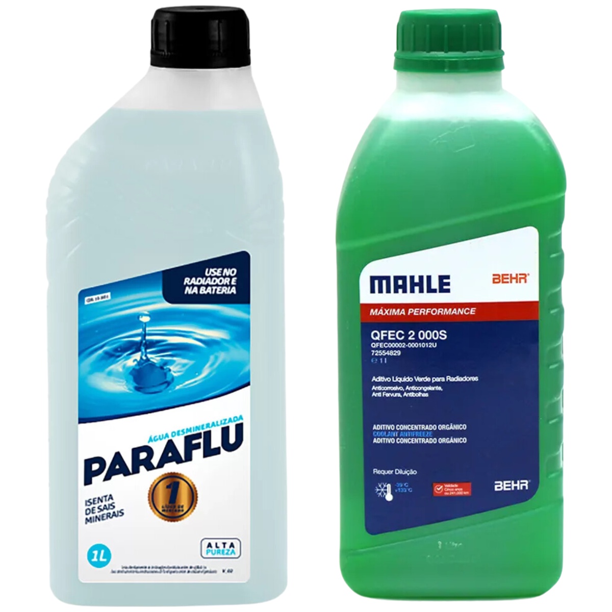 Kit 2 Litros com 1L Aditivo Radiador Verde Mahle + 1L Água