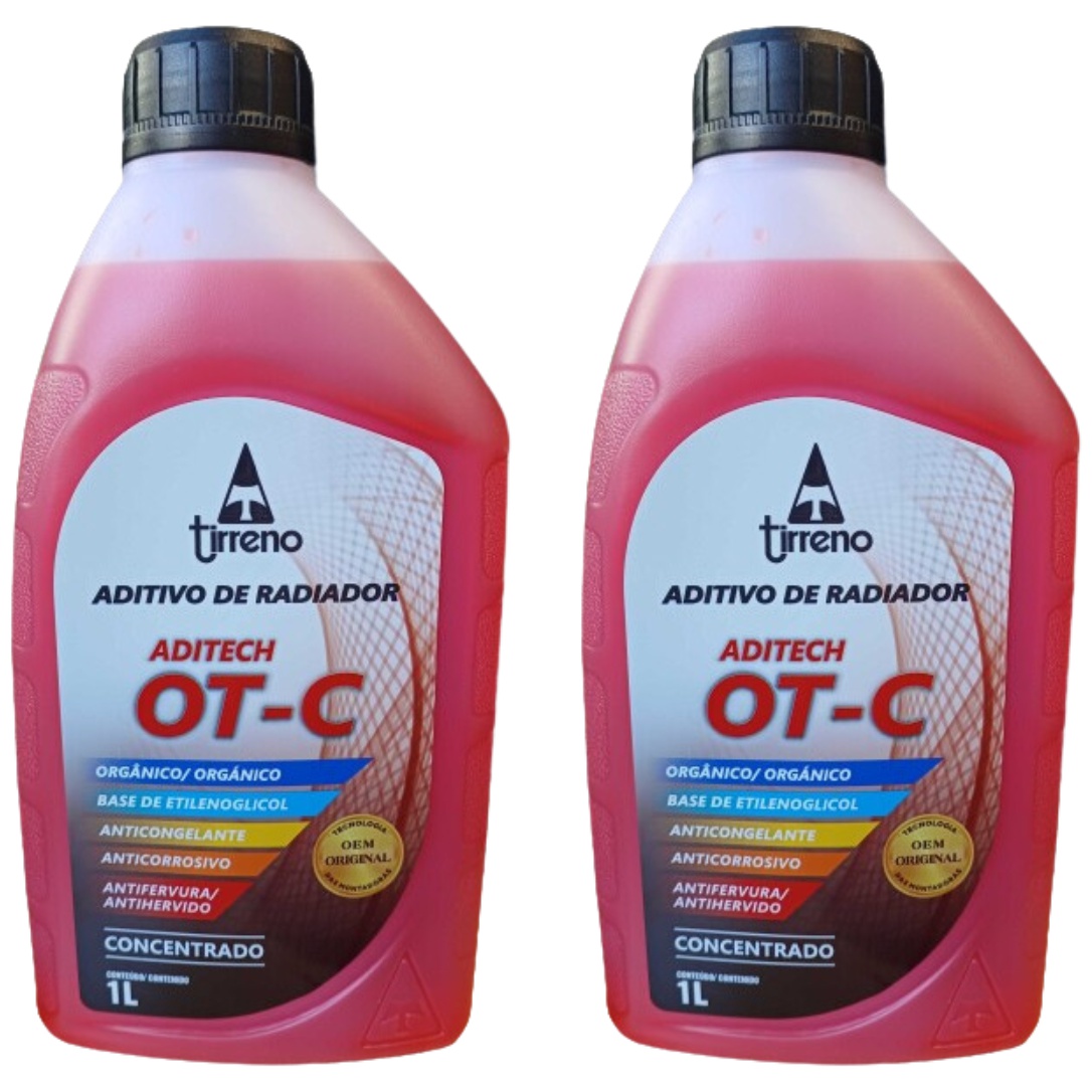 Kit 2 Litros Aditivo Radiador Concentrado Tirreno Orgânico OT-C Laranja