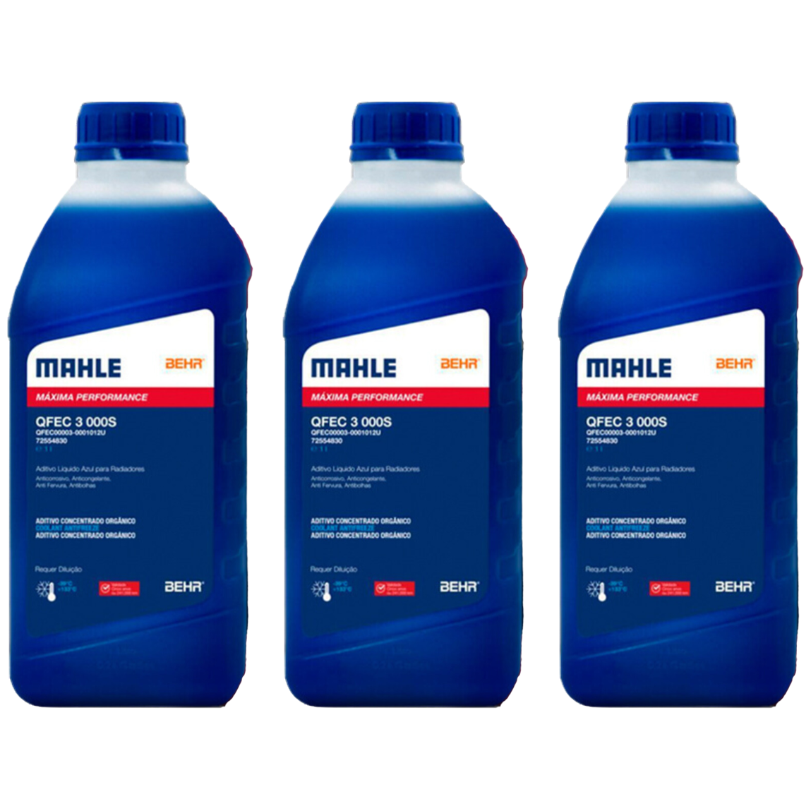Kit 3 Litros Aditivo Radiador Concentrado Azul Mahle Berh