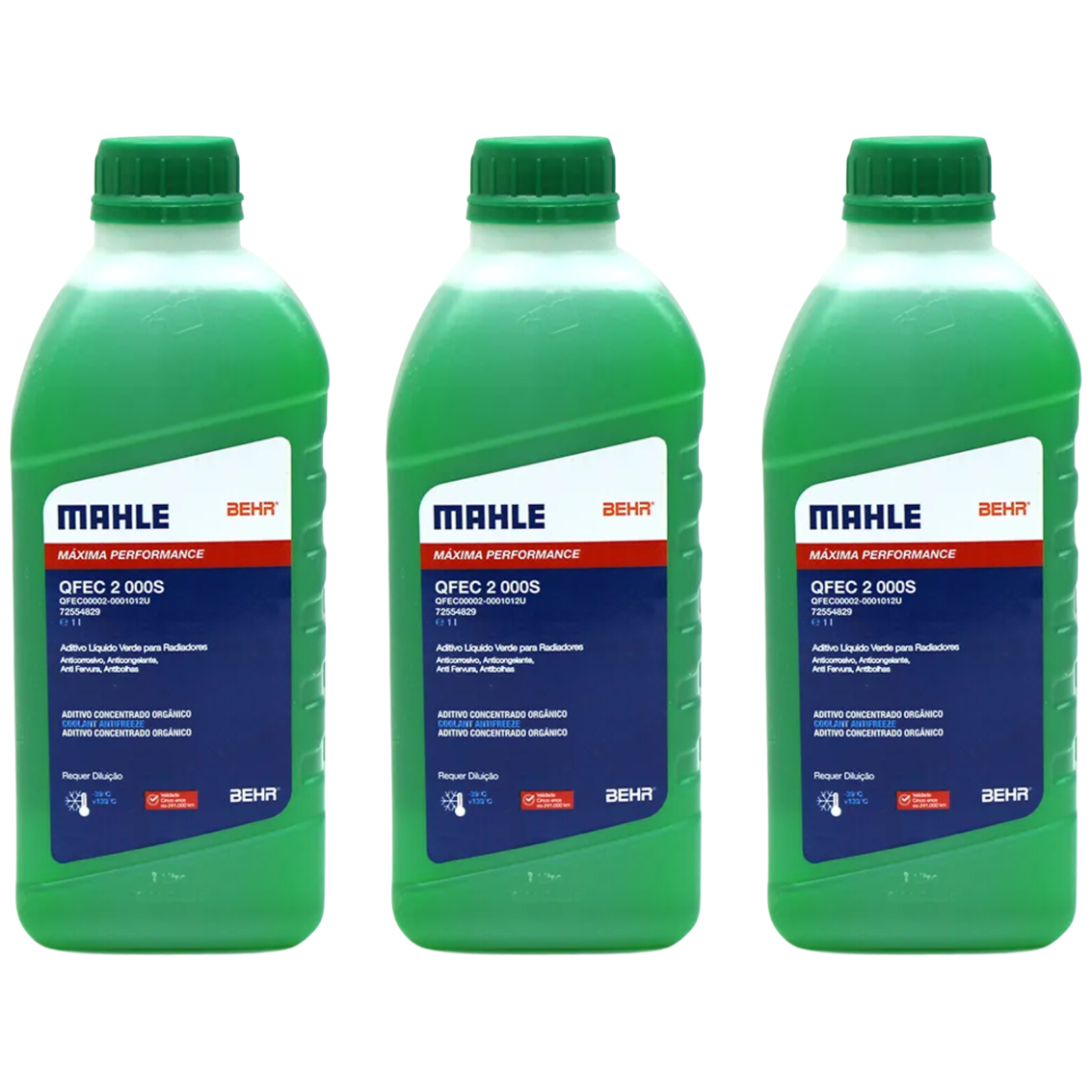 Kit 3 Litros Aditivo Radiador Concentrado Verde Mahle Berh