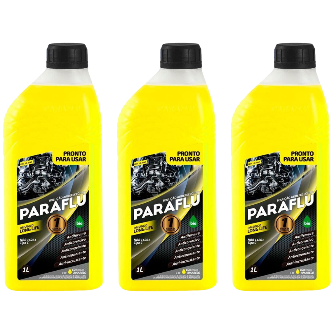 Kit 3 Litros Aditivo Radiador Amarelo Pronto para Uso - Paraflu - 10-3047