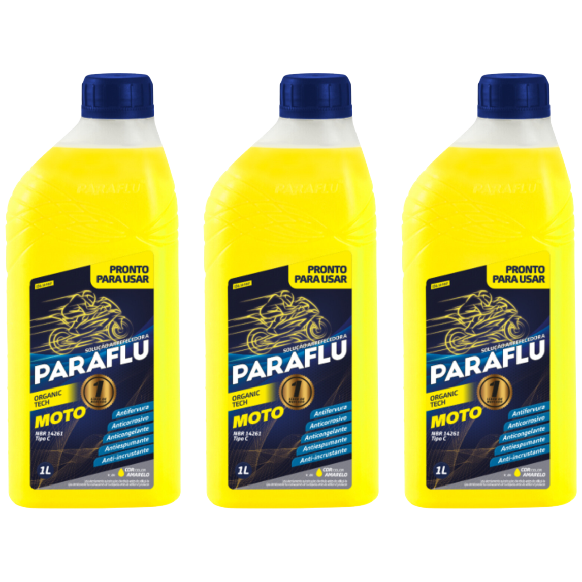 Kit 3 Litros Aditivo Radiador Amarelo Moto Pronto para Uso - Paraflu - 10-3037