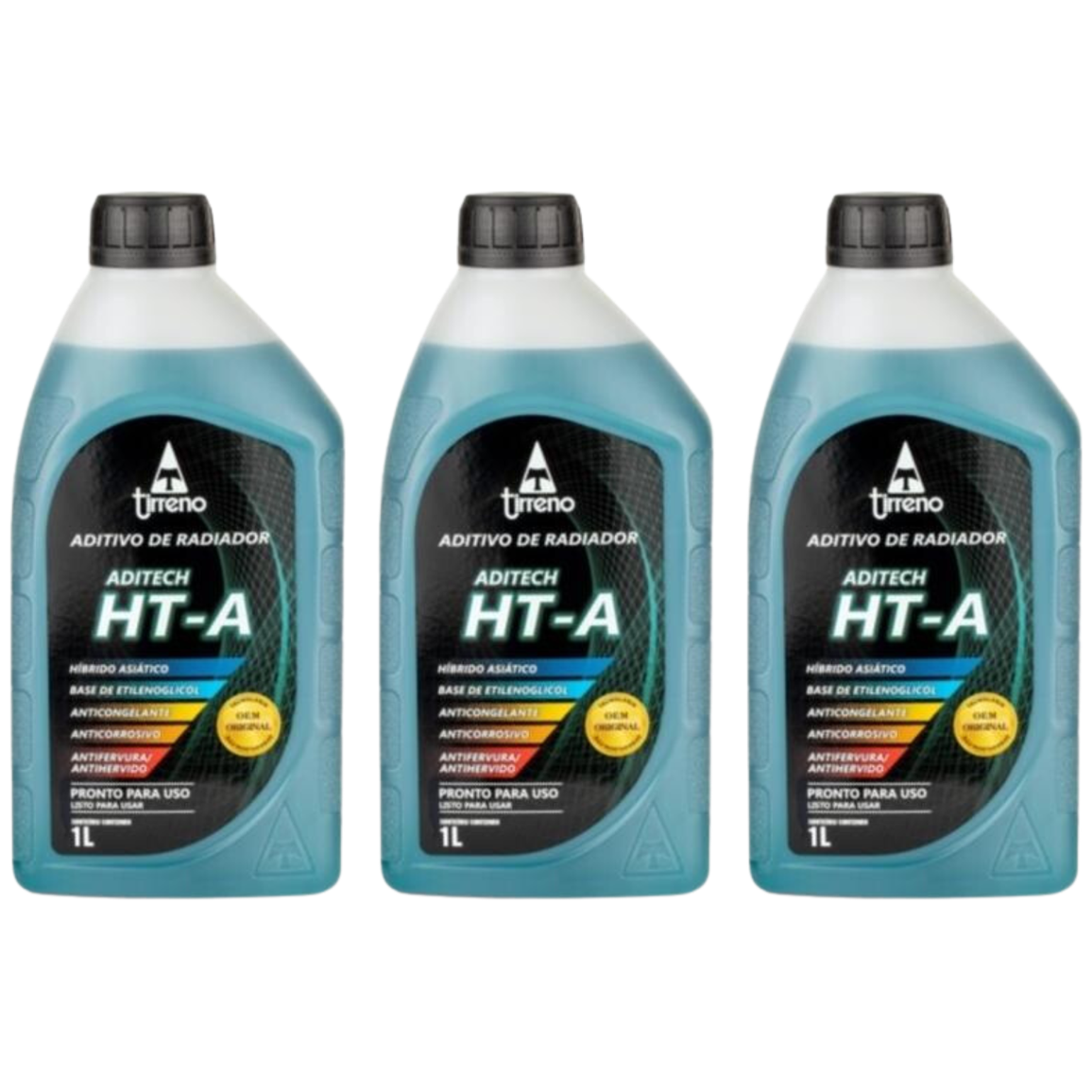 Kit 3 Litros Aditivo Radiador Azul Pronto para Uso - Tirreno - FLU/DS/272FU1