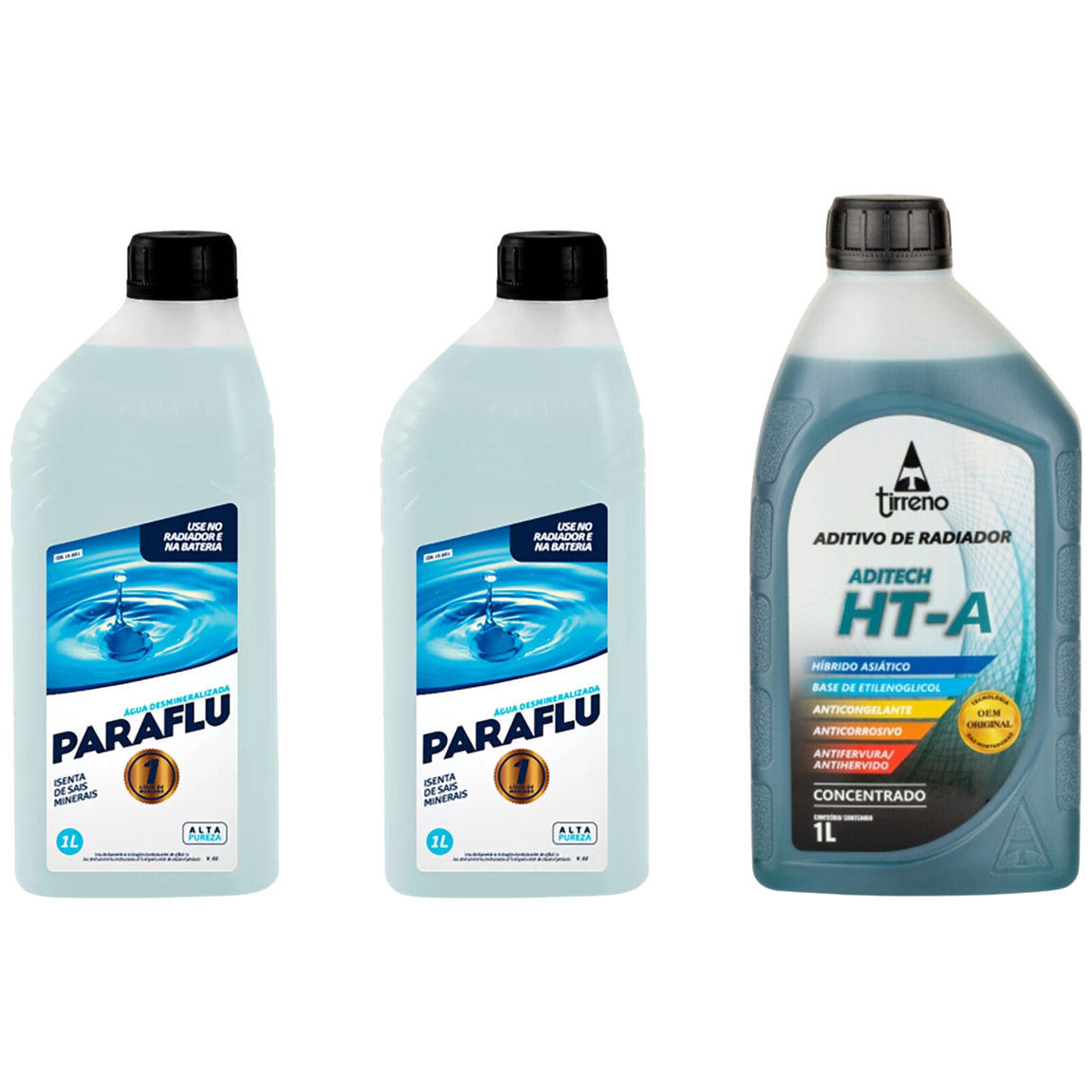 Kit 3 Litros com 1L Aditivo Radiador Azul + 2L Água - Paraflu/Tirreno - 10-3031/FLU/DS/271FU1