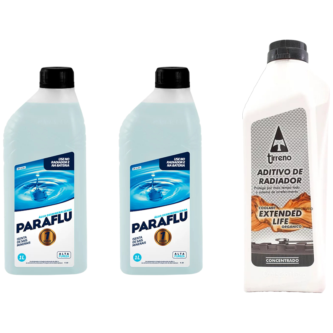 Kit 3 Litros com 1L Aditivo Radiador Laranja + 2L Água - Paraflu/Tirreno - 10-3031/FLU/DS/712