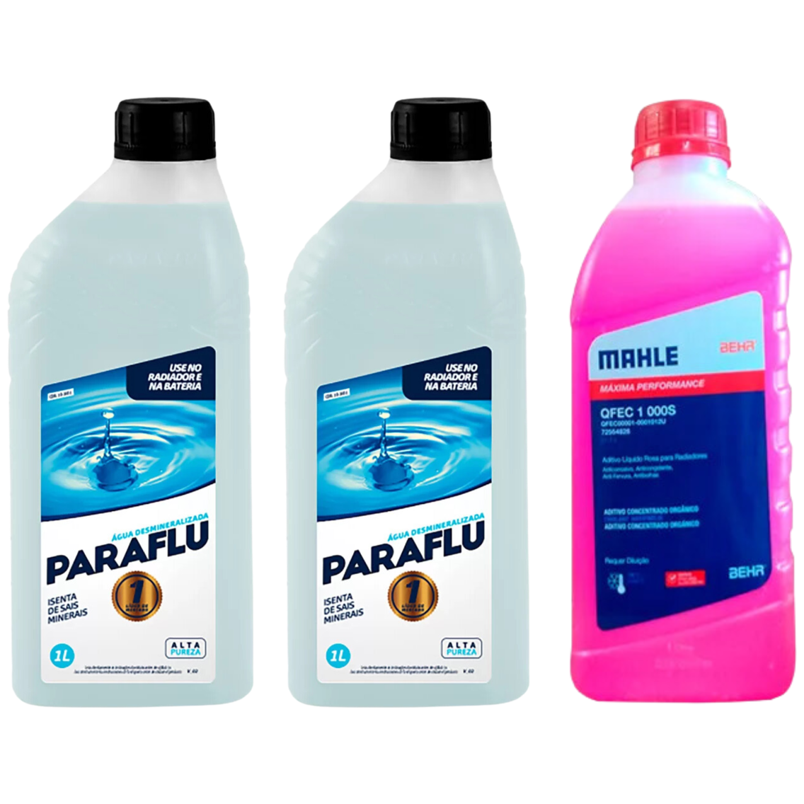 Kit 3 Litros com 1L Aditivo Radiador Rosa Mahle + 2L Água