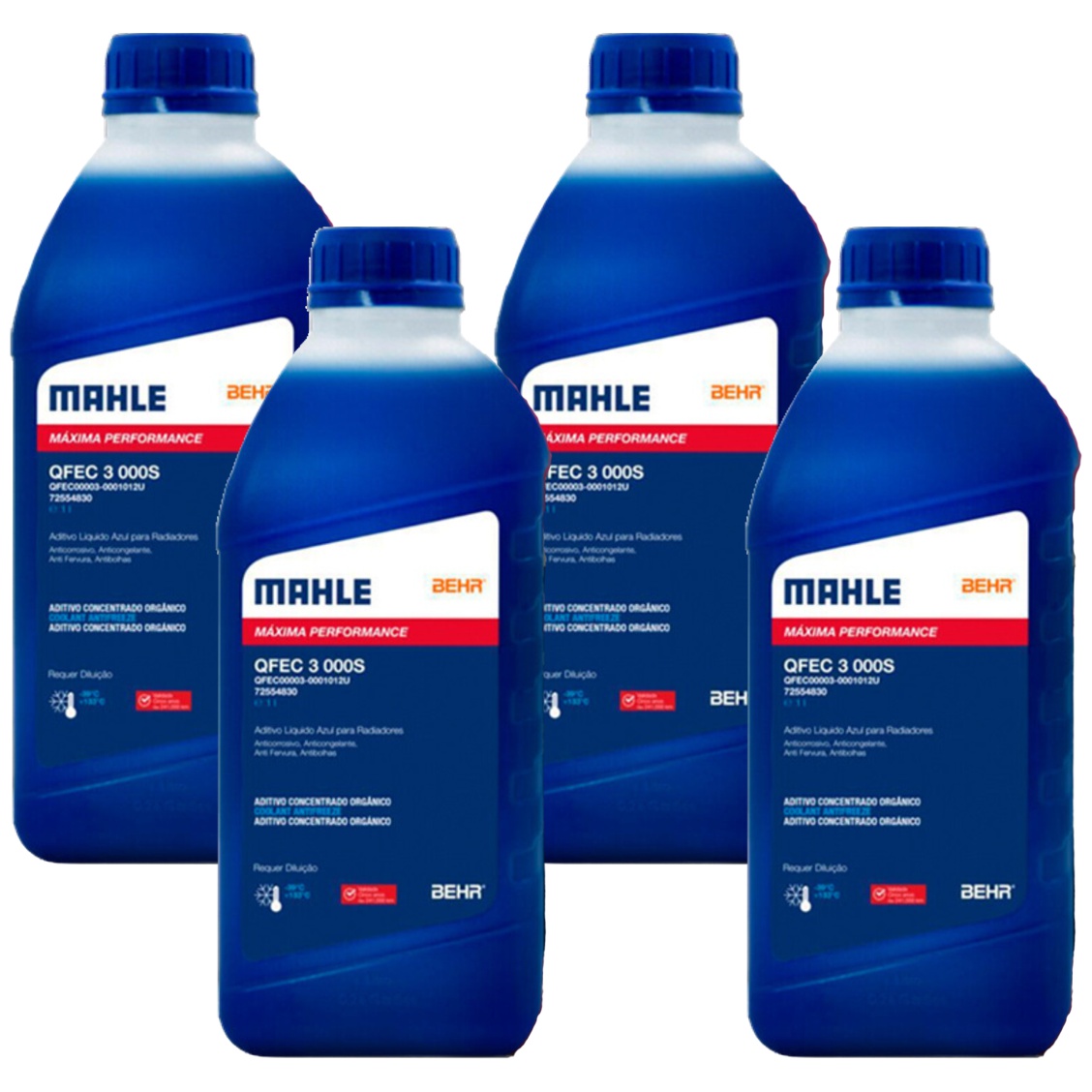 Kit 4 Litros Aditivo Radiador Concentrado Azul Mahle Berh