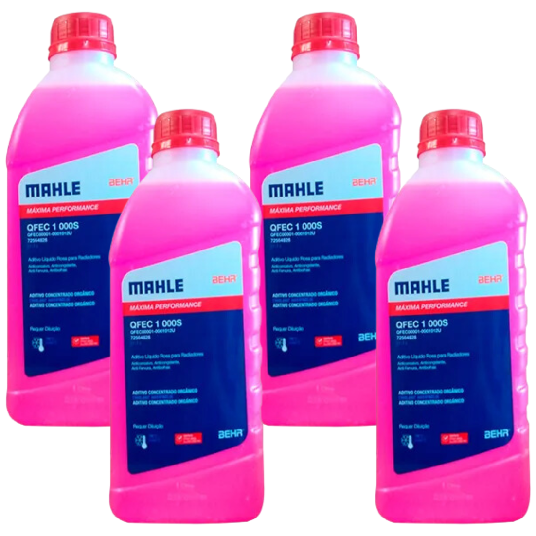 Kit 4 Litros Aditivo Radiador Concentrado Rosa Mahle Berh