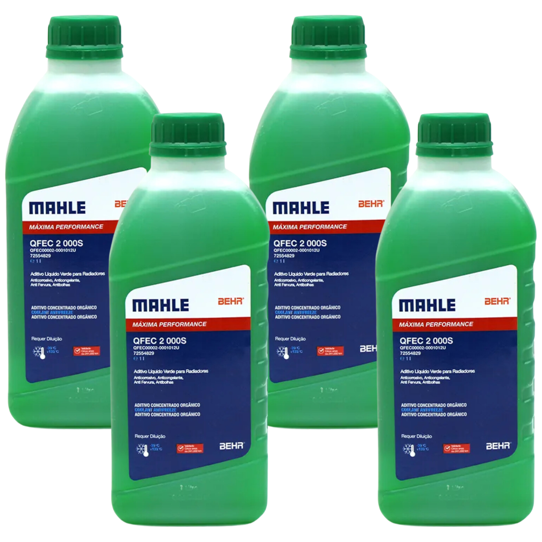 Kit 4 Litros Aditivo Radiador Concentrado Verde Mahle Berh