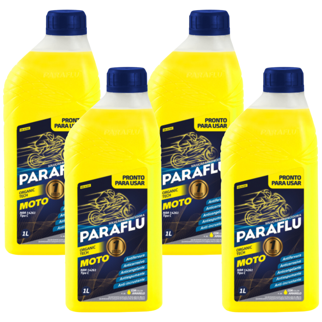 Kit 4 Litros Aditivo Radiador Amarelo Moto Pronto para Uso - Paraflu - 10-3037
