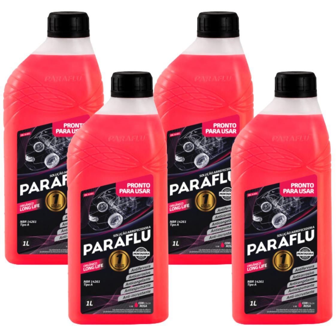 Kit 4 Litros Aditivo Radiador Pronto Para Uso Paraflu Montadora Orgânico Rosa