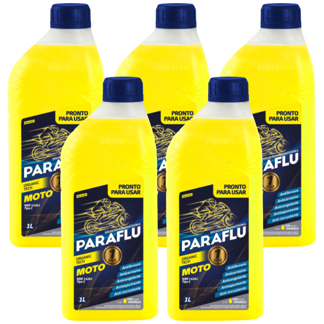 Kit 5 Litros Aditivo Radiador De Moto Pronto Para Uso Orgânico Amarelo - Paraflu - 10-3037