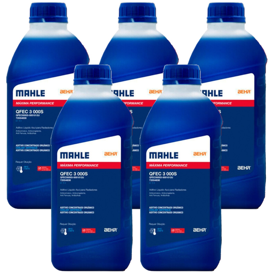 Kit 5 Litros Aditivo Radiador Concentrado Azul Mahle Berh