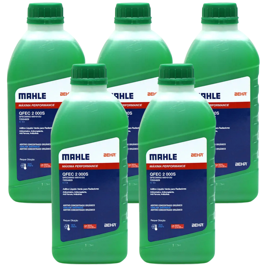 Kit 5 Litros Aditivo Radiador Concentrado Verde Mahle Berh