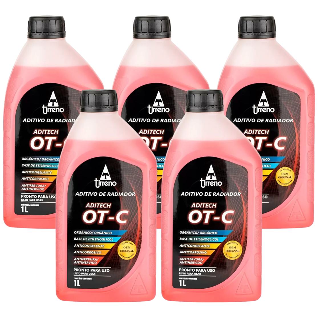 Kit 5 Litros Aditivo Radiador Pronto Para Uso Tirreno Orgânico OT-C Laranja