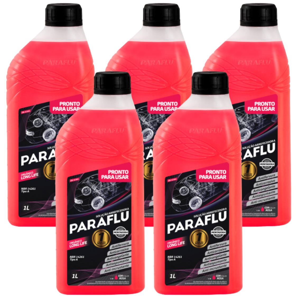Kit 5 Litros Aditivo Radiador Pronto Para Uso Paraflu Montadora Orgânico Rosa