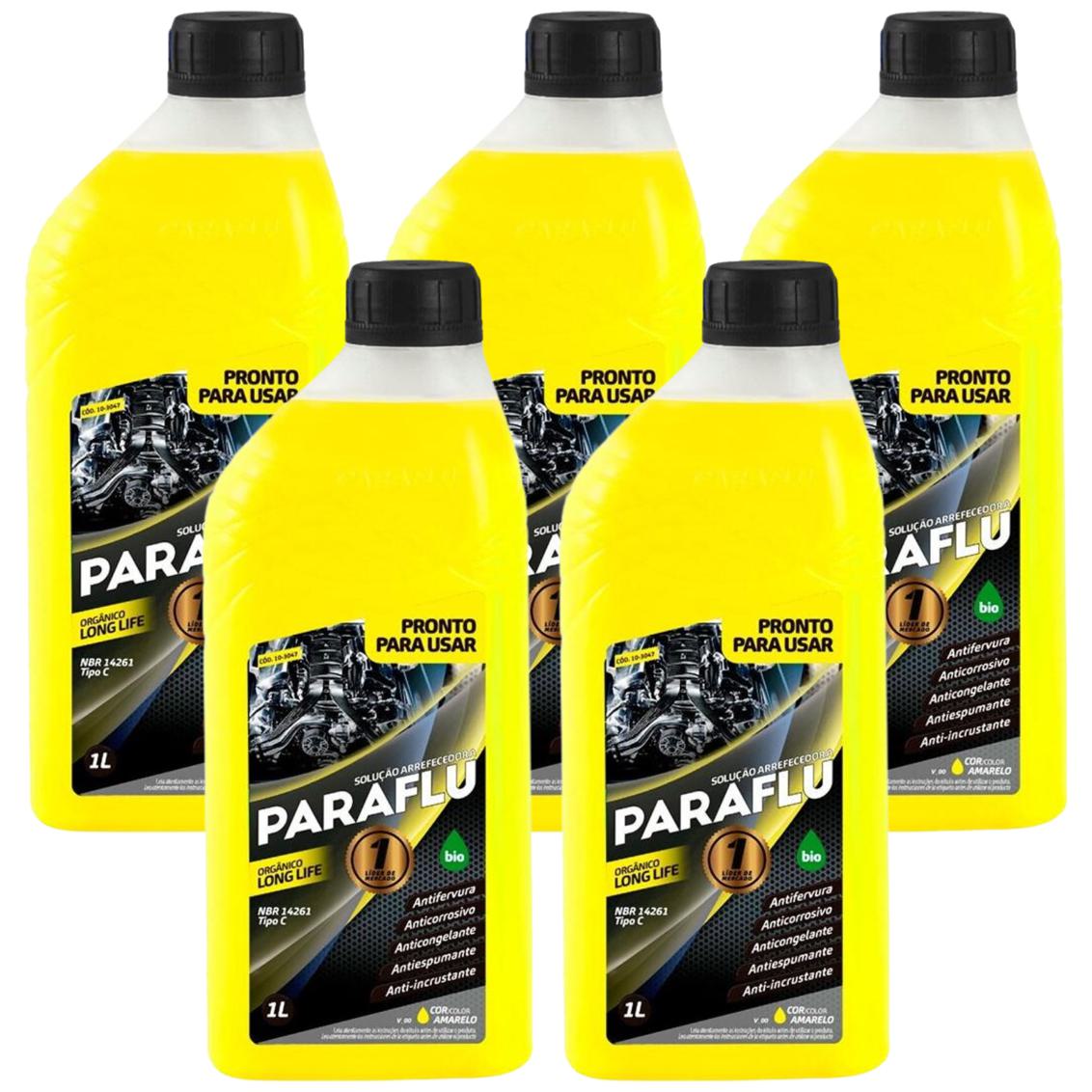 Kit 5 Litros Aditivo Radiador Pronto Para Uso Paraflu Bio Orgânico Amarelo