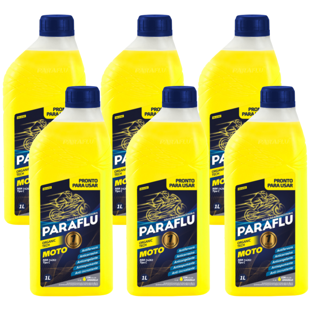Kit 6 Litros Aditivo Radiador Amarelo Moto Pronto para Uso - Paraflu - 10-3037