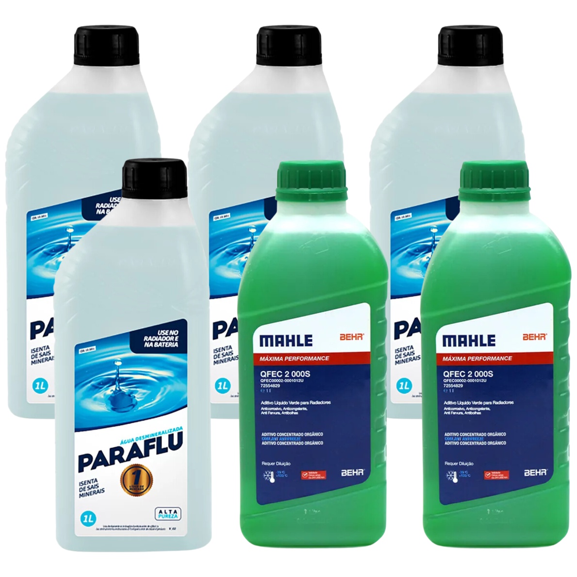 Kit 6 Litros com 2L Aditivo Radiador Verde Mahle + 4L Água