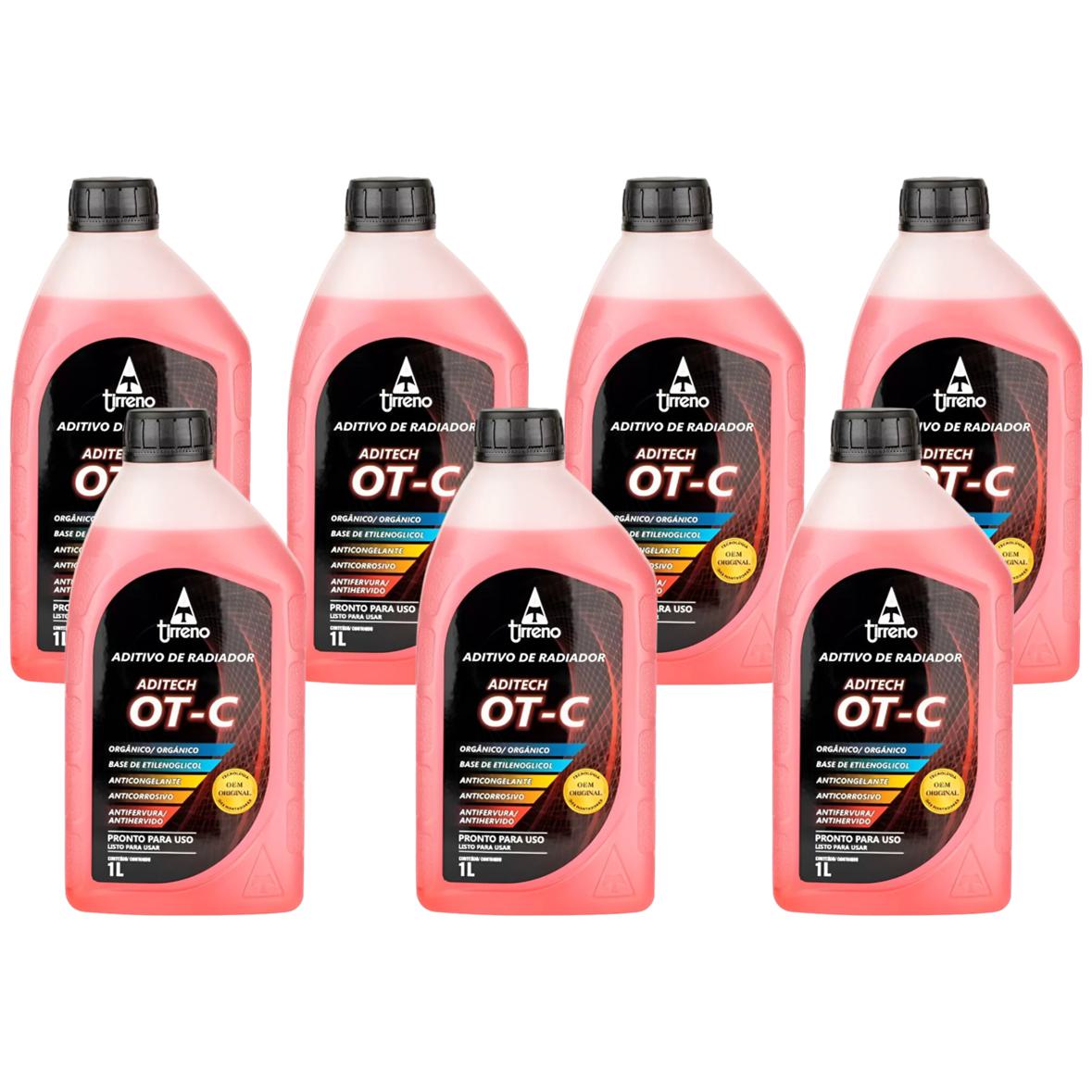 Kit 7 Litros Aditivo Radiador Pronto Para Uso Tirreno Orgânico OT-C Laranja