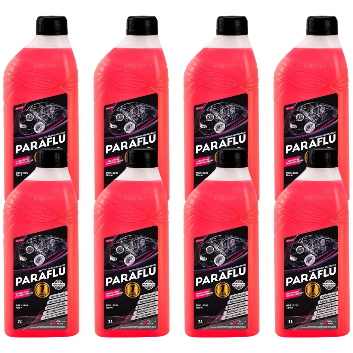 Kit 8 Litros Aditivo Radiador Concentrado Rosa Montadora Orgânico - Paraflu - 10-3010