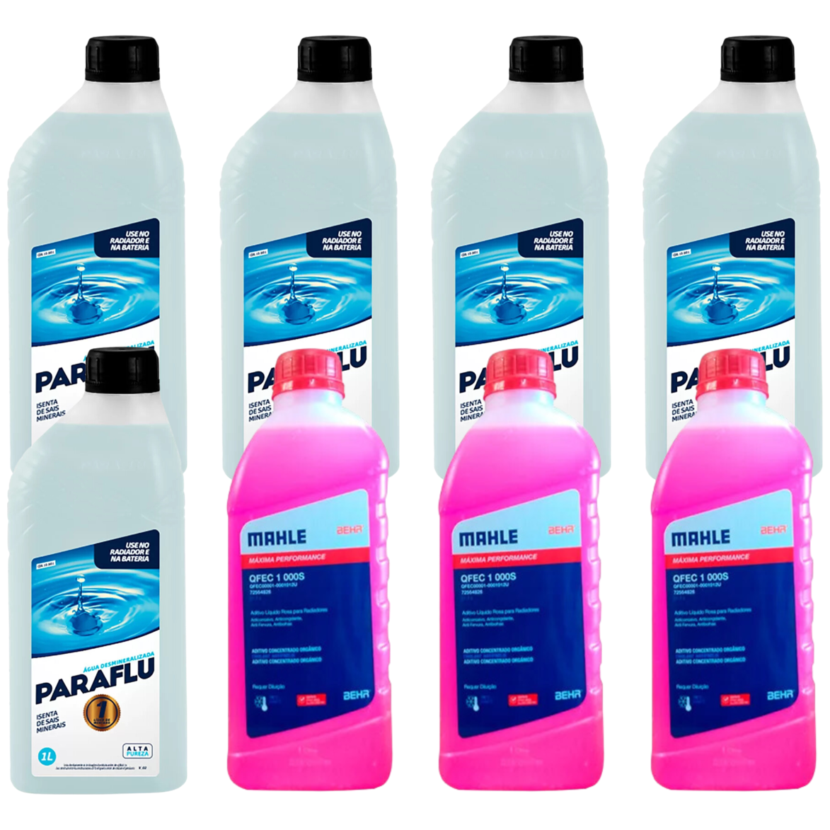 Kit 8 Litros com 3L Aditivo Radiador Rosa Mahle + 5L Água