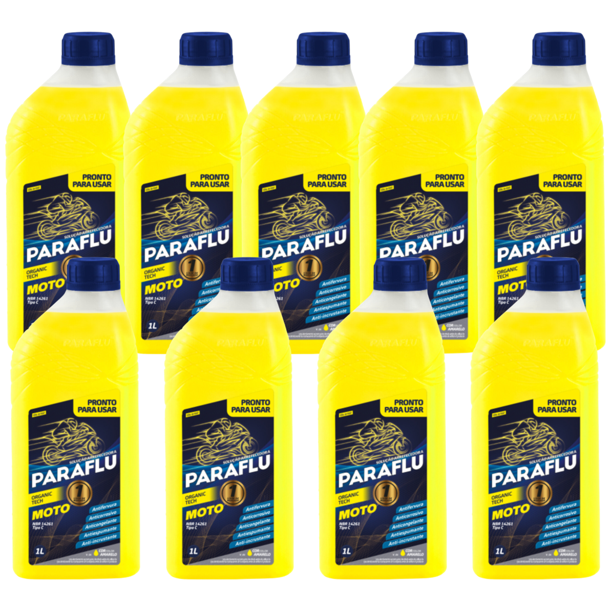 Kit 9 Litros Aditivo Radiador Amarelo Moto Pronto para Uso - Paraflu - 10-3037