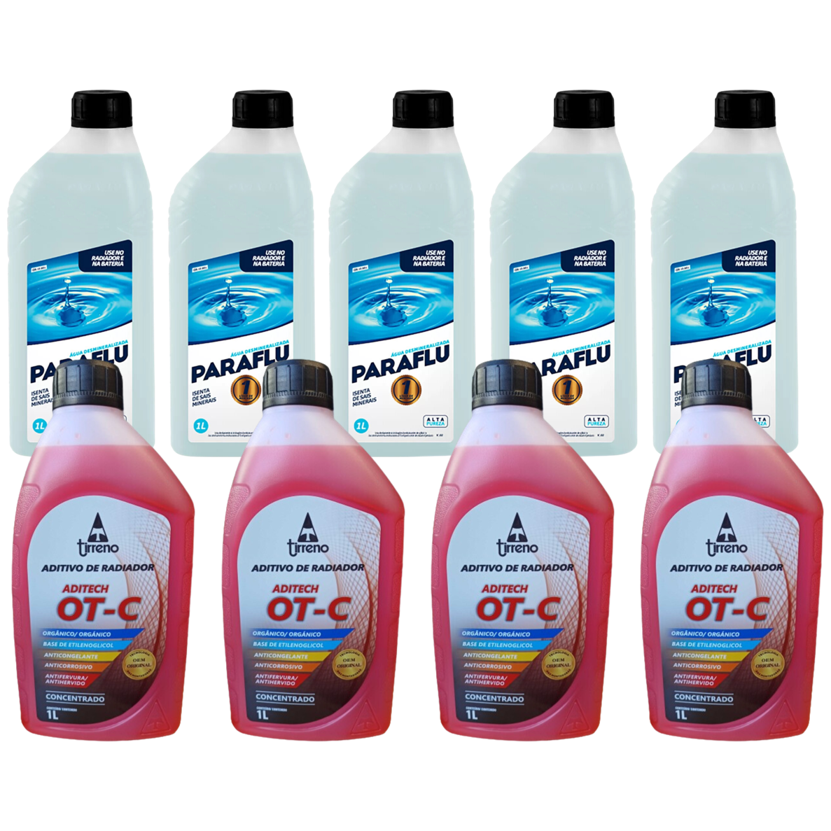 Kit 9 Litros com 4L Aditivo Radiador Laranja + 5L Água - Paraflu/Tirreno - 10-3031/FLU/DS/303FU1