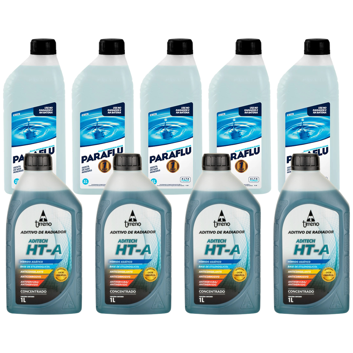 Kit 9 Litros com 4L Aditivo Radiador Azul + 5L Água - Paraflu/Tirreno - 10-3031/FLU/DS/271FU1