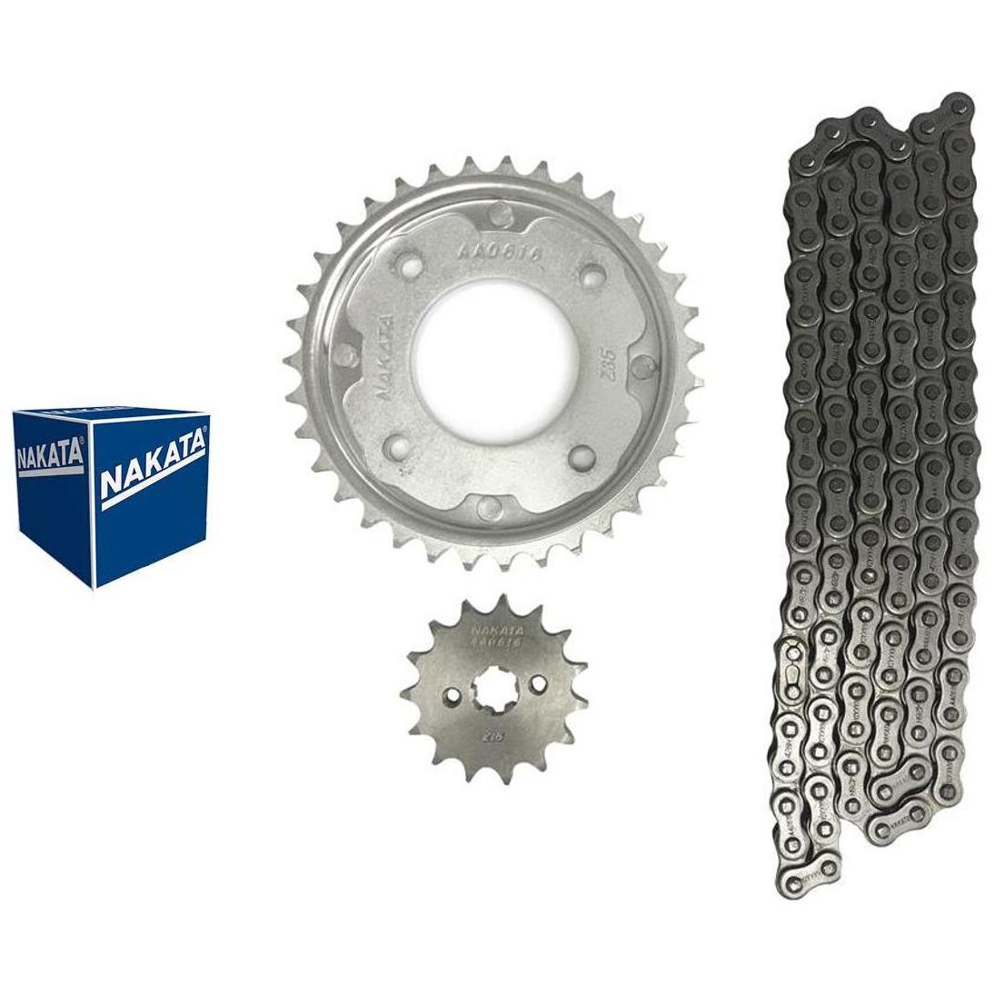 Kit da Coroa Pinhão e Corrente para Honda Biz 100 - Nakata - TM10105