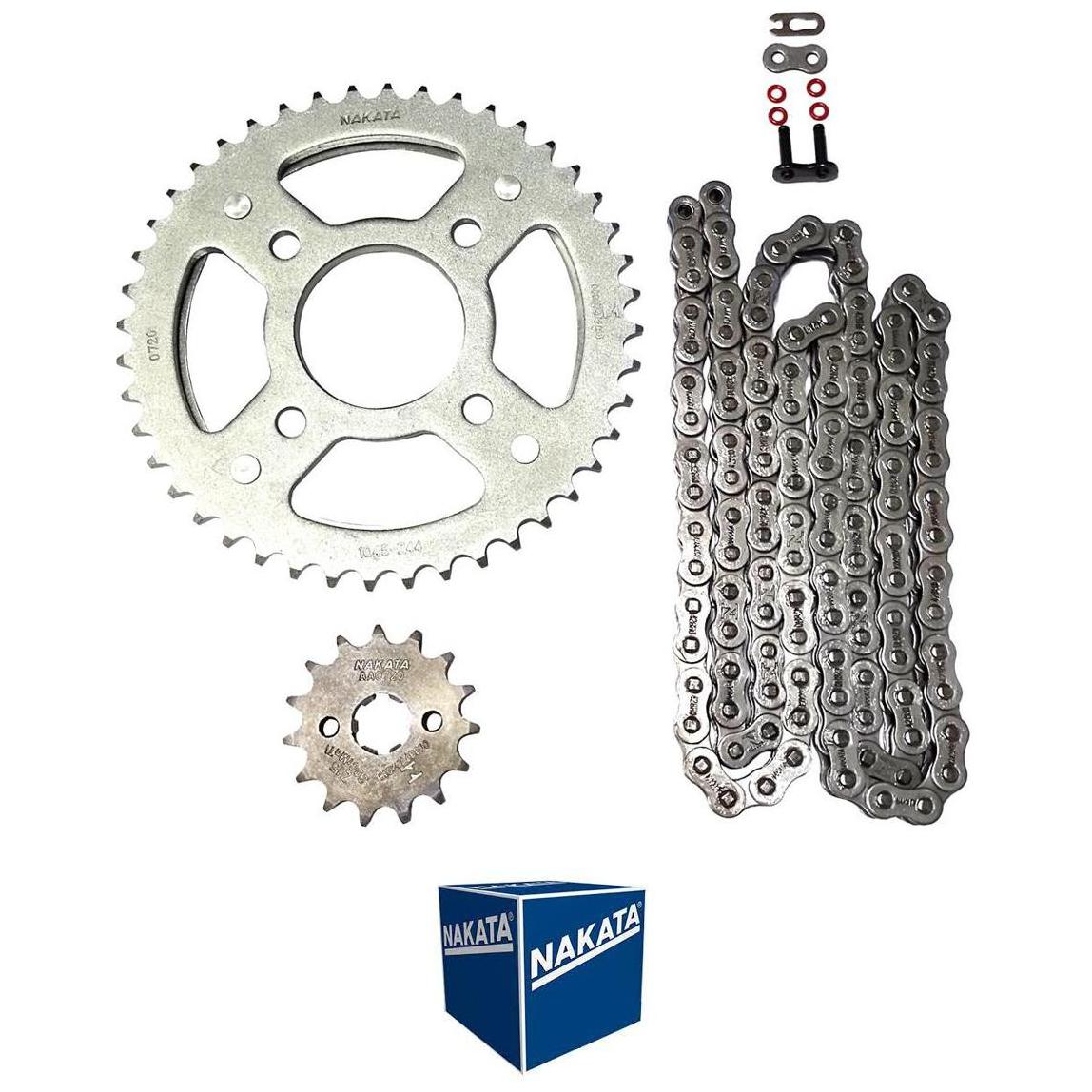 Kit da Coroa Pinhão e Corrente para Honda CG 160 - Nakata - TM10185R