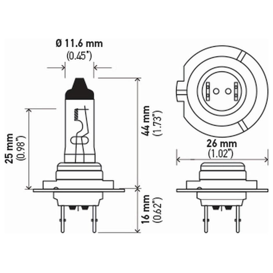 Lâmpada Halógena 12V 60/55W 3200K - Hella - H7