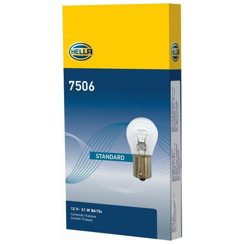 10 Lâmpadas Halógena Pingo Amarela 12V 21W - Hella - 7506
