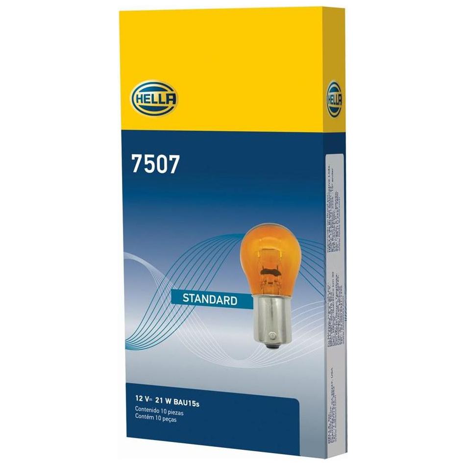 10 Lâmpadas Halógena Pingo Amarela 12V 21W - Hella - 7507