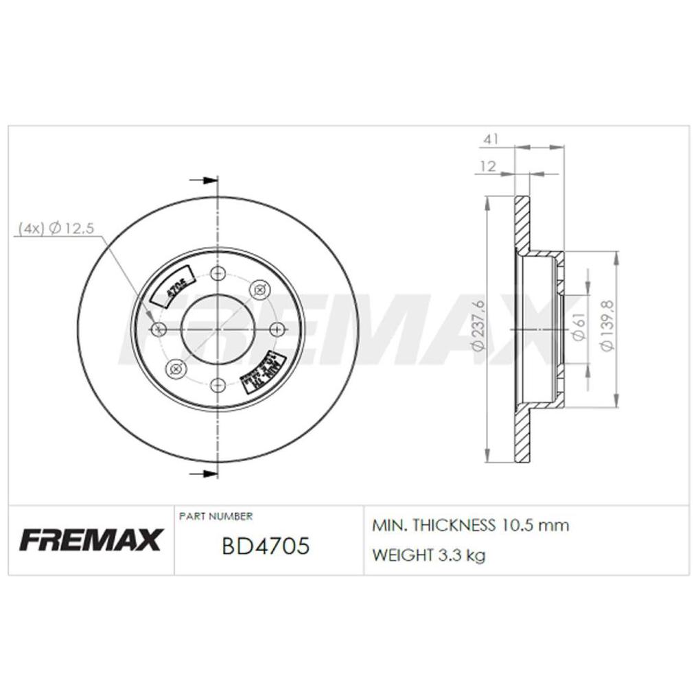 Par de Discos de Freio Sólido Dianteiro - Fremax - BD4705