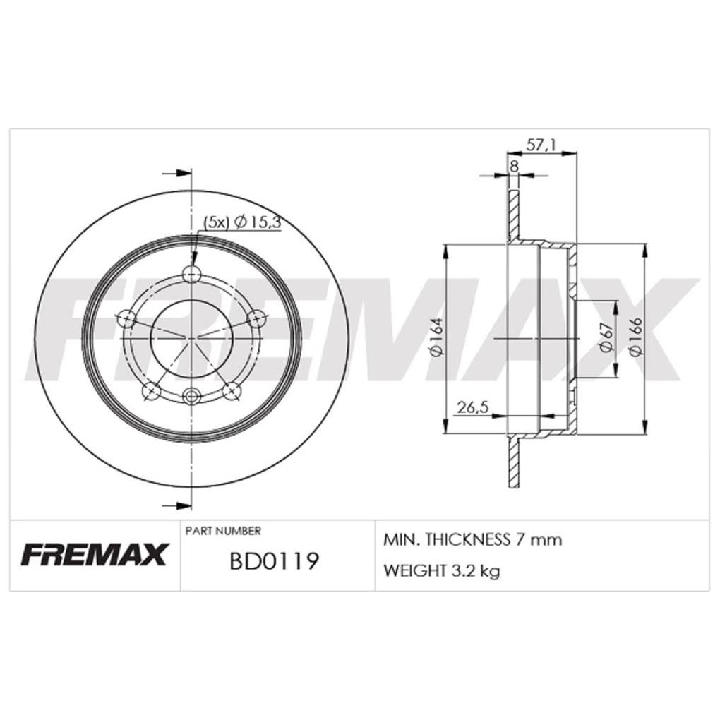 Par de Discos de Freio Sólido Traseiro - Fremax - BD0119