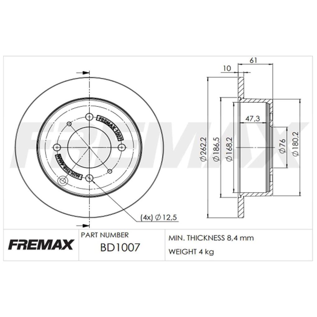 Par de Discos de Freio Sólido Traseiro - Fremax - BD1007