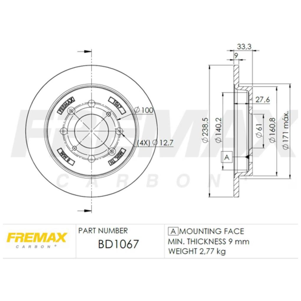 Par de Discos de Freio Sólido Traseiro - Fremax - BD1067