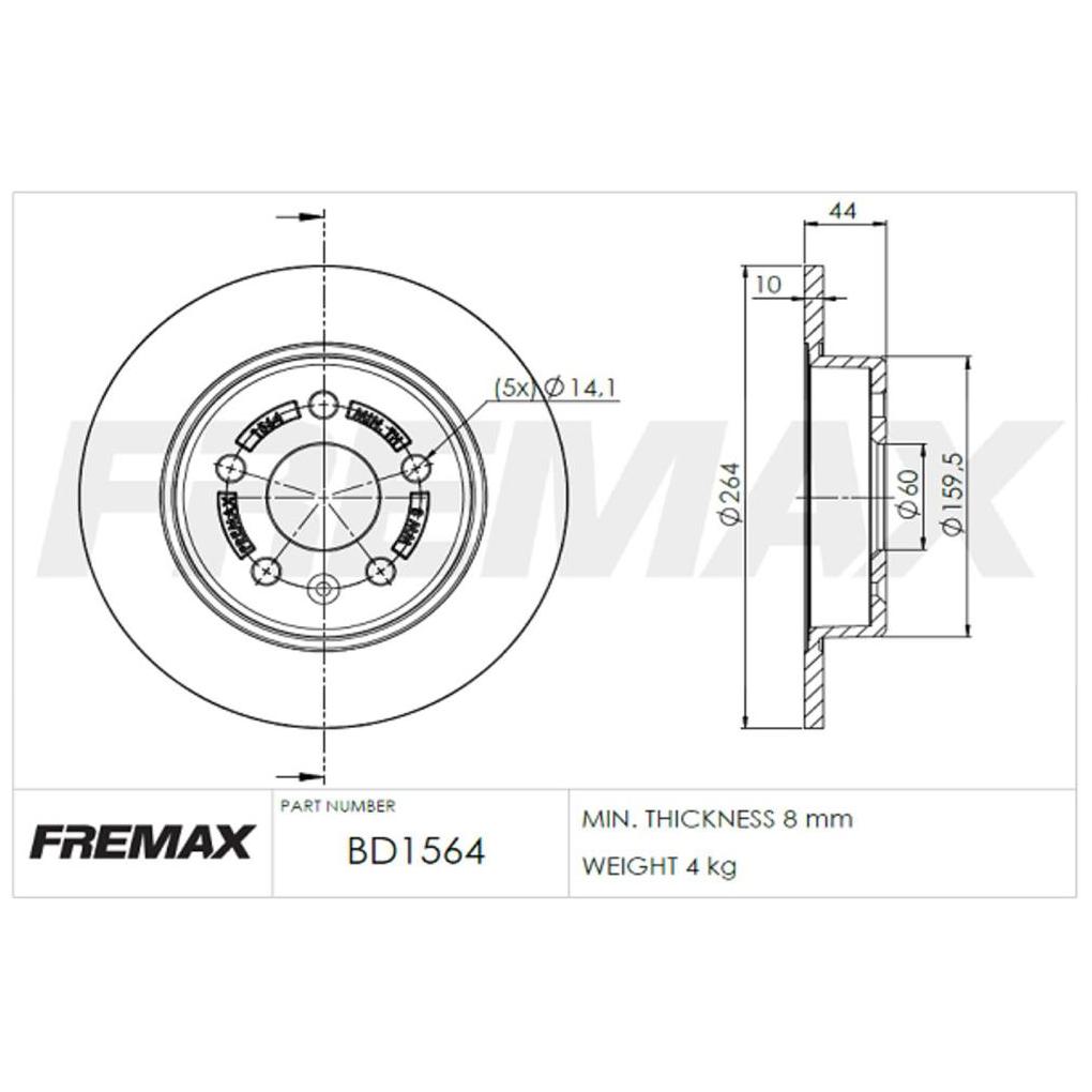 Par de Discos de Freio Sólido Traseiro - Fremax - BD1564
