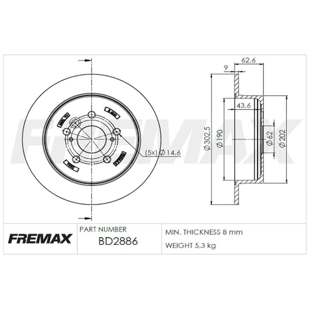 Par de Discos de Freio Sólido Traseiro - Fremax - BD2886