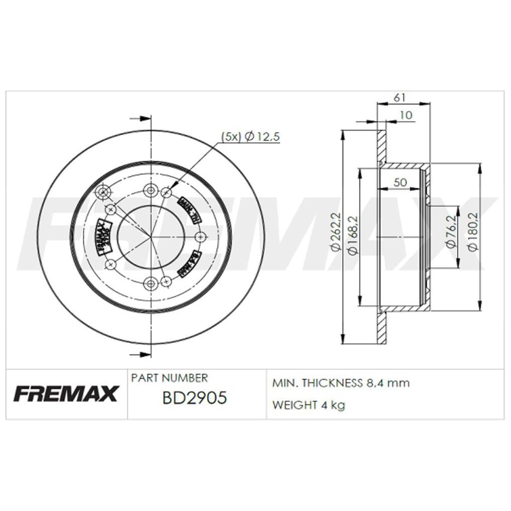 Par de Discos de Freio Sólido Traseiro - Fremax - BD2905