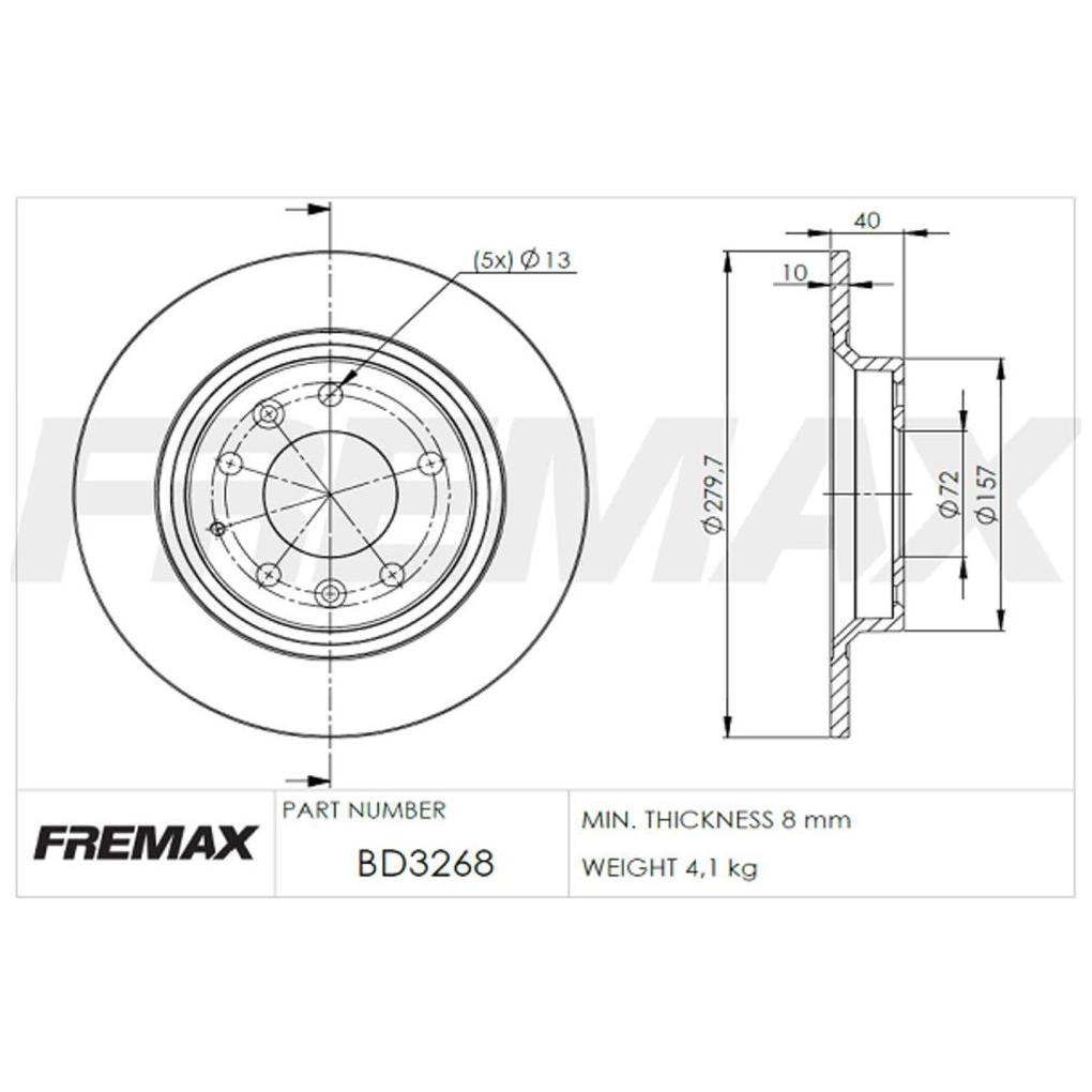 Par de Discos de Freio Sólido Traseiro - Fremax - BD3268