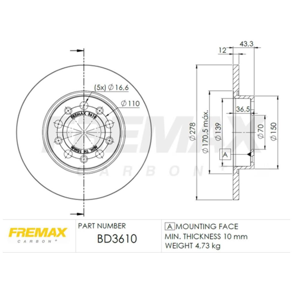 Par de Discos de Freio Sólido Traseiro - Fremax - BD3610