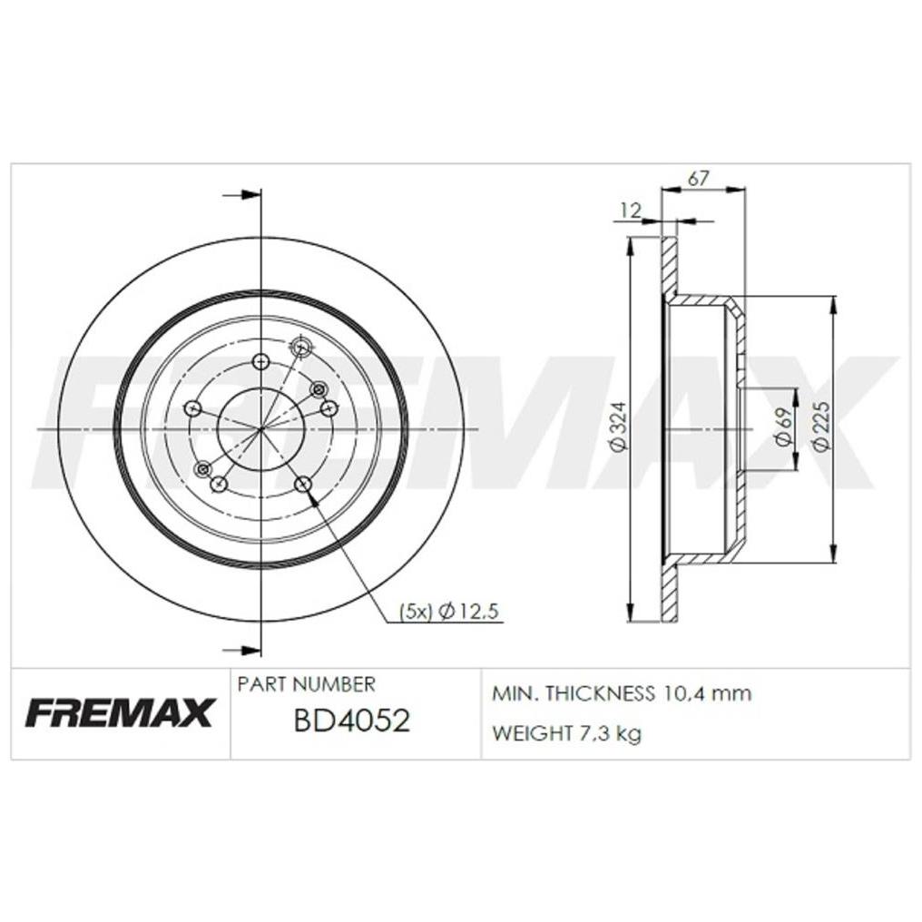 Par de Discos de Freio Sólido Traseiro - Fremax - BD4052