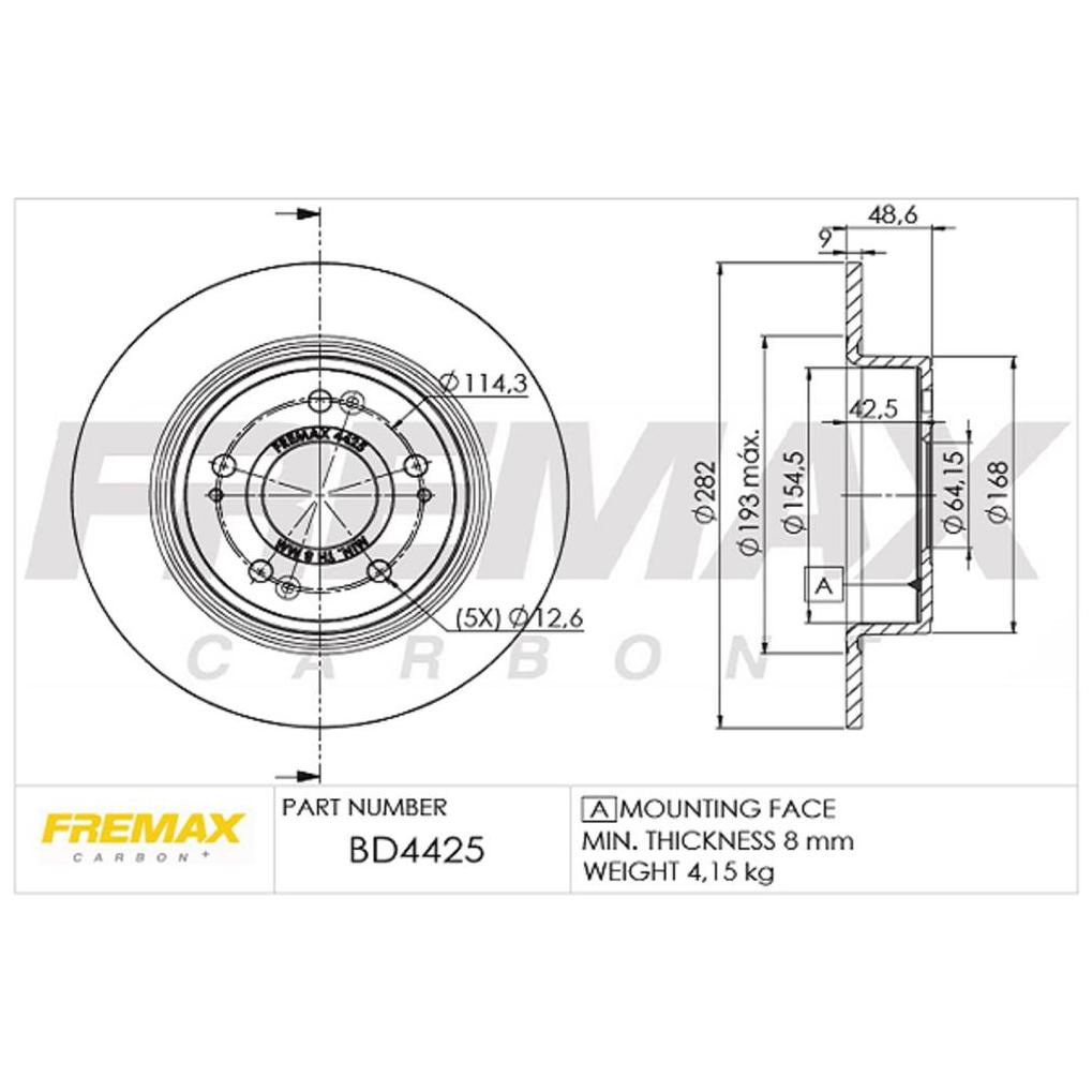 Par de Discos de Freio Sólido Traseiro - Fremax - BD4425