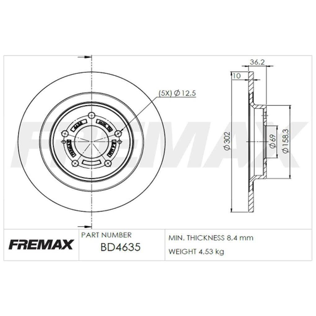 Par de Discos de Freio Sólido Traseiro - Fremax - BD4635