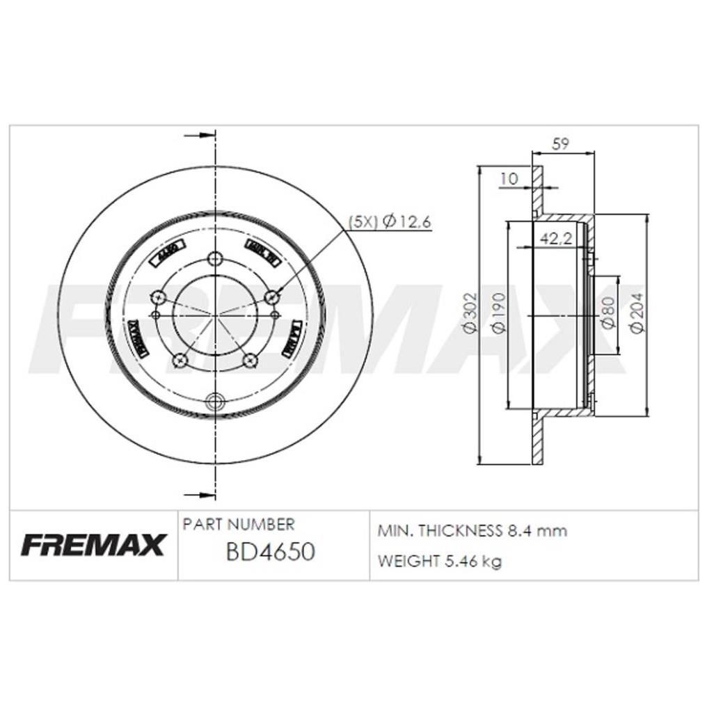 Par de Discos de Freio Sólido Traseiro - Fremax - BD4650